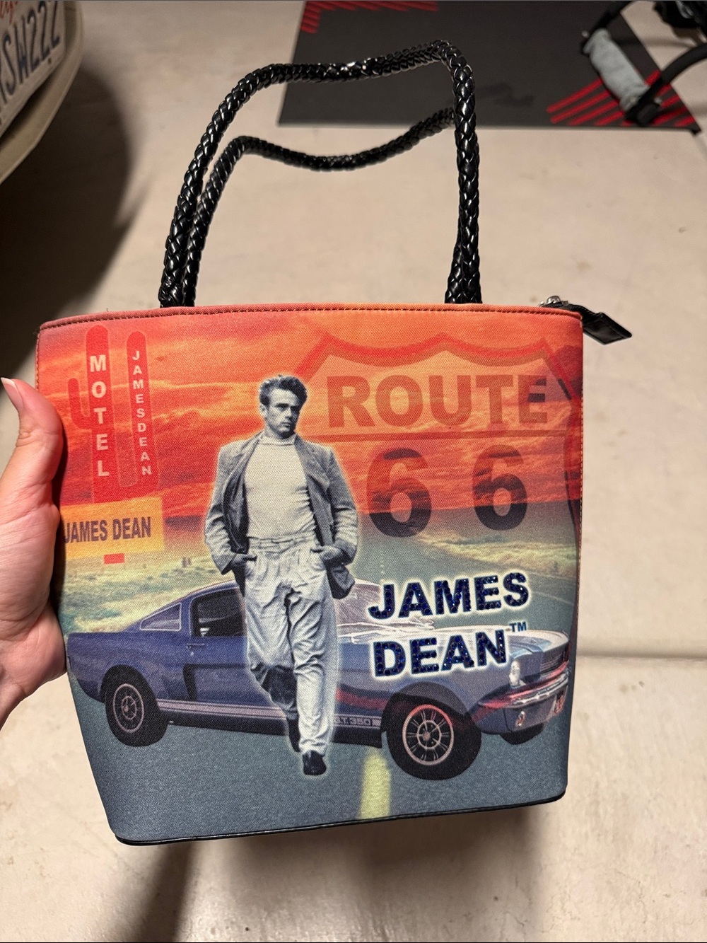 James Dean Graphic Messenger Bag in Orange and Blue